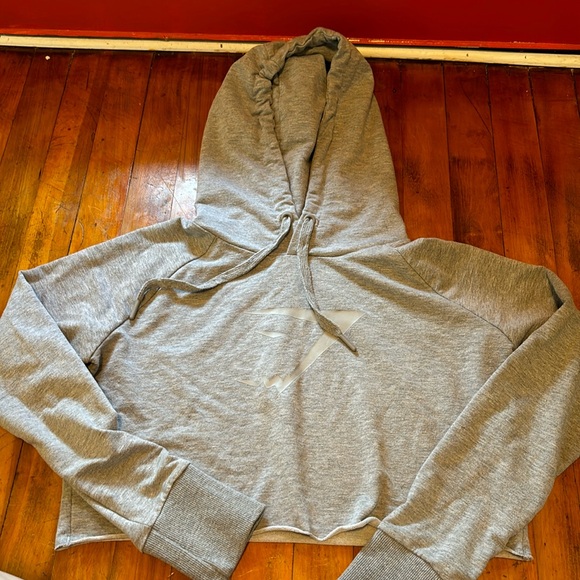Gymshark Tops - Gymshark Grey Cropped Hoodie Size Small